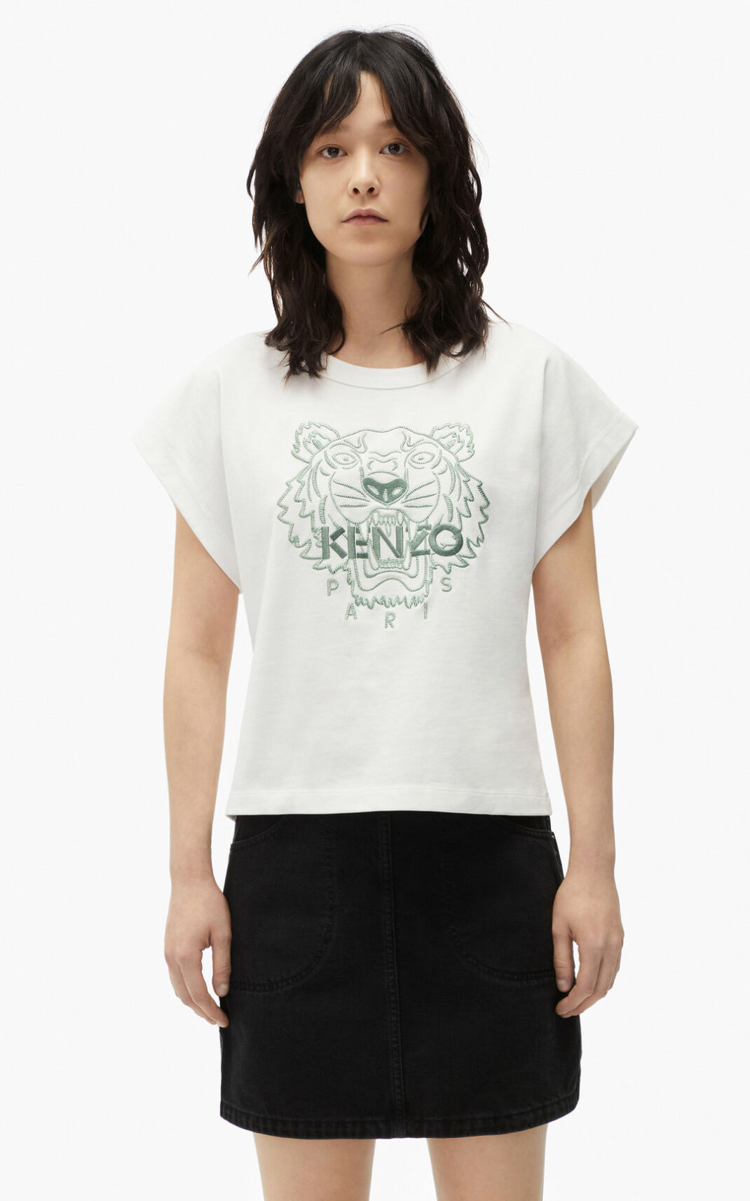 Camisetas Kenzo Tiger boxy Mujer Blancas KTB573069